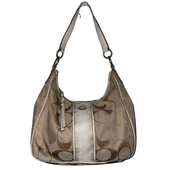 Coach Signature Stripe Convertible Hobo Bag (Shoulder & Crossbody) - Picture 1 of 14